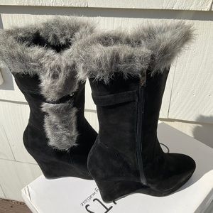Coconuts Icy Suede Faux Fur Wedge Boot